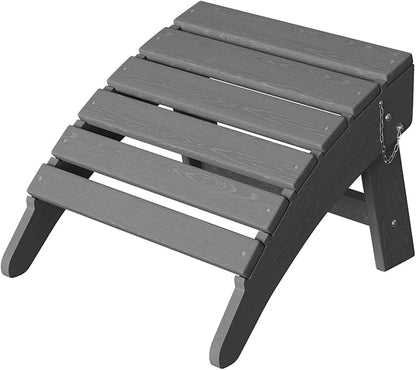 GarveeLife Folding Adirondack Ottoman for Adirondack Chair, HDPE All-Weather Footrest for in/Outdoor Patio Deck Backyard, Grey