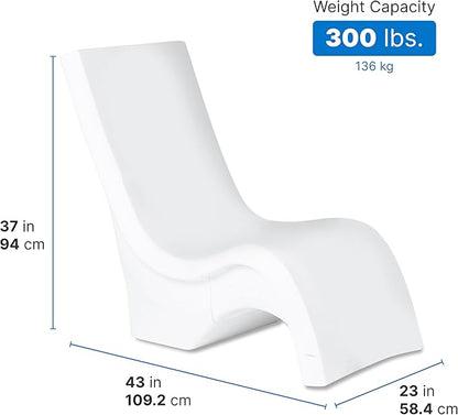 Step2 Vero Pool Chair, Fade-Resistant, Waterproof Patio Furniture for Sun Shelf, Use in Pools up to 15-Inches of Water, Weighted, 43"D x 23"W x 37"H, Resin, White