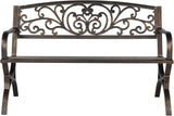 50in Outdoor Metal Porch Benches, Weatherproof Patio Park Bench, Outside Leisure Bench, Outdoor Garden Park Bench - Photo 9