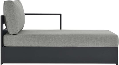 Modway Tahoe Powder-Coated Aluminum Outdoor Chaise Lounge Gray with Weather-Resistant Cushions, Modular Right-Facing Patio Lounger for Pool Furniture or Sectional Sofa Set