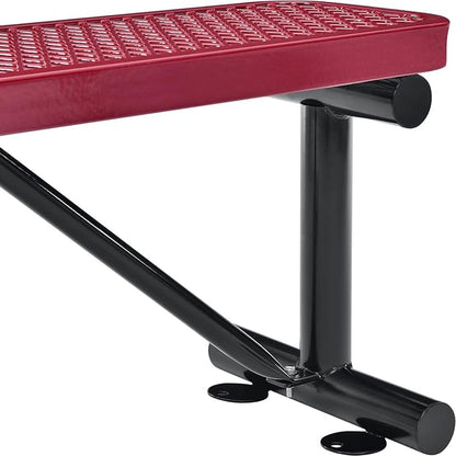 Global Industrial 4'L Heavy Duty Expanded Metal Mesh Flat Bench with Steel Frame, Portable Outdoor Bench, 1000 lbs Capacity, Red, 48" L x 14-1/2"W x 18" H