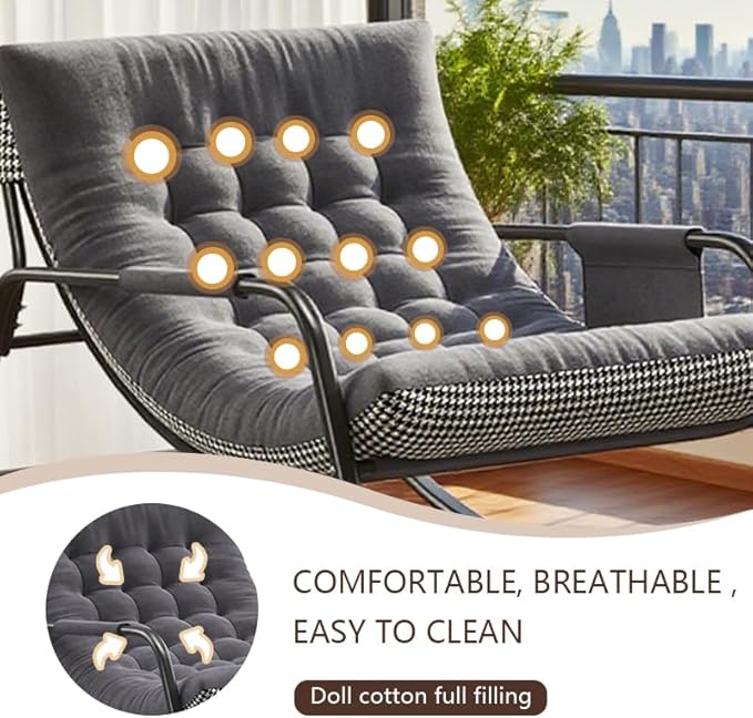Oversized Rocking Chair with Cushion and Armrests, Lounge Rocker Recliner for Living Room, Bedroom, Patio, Porch - Photo 5