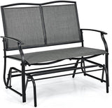 Pemberly Row Patio Glider Rocking Bench, Gray Metal Frame, Ergonomic 2-Person Double Chair with Smooth Motion - Photo 1