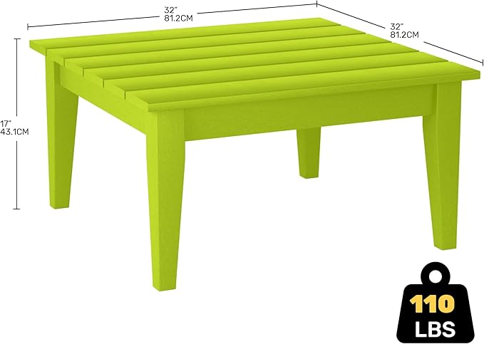 Costaelm Outdoor Side Tables for Patio, Small Patio Conversation Table Weather Resistant Coffee Table, Small Square Table Outdoor End Tables for Porch, Balcony, Poolside, Deck, Lime