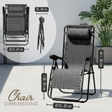 2-Pack Adjustable Zero Gravity Lounge Chair with Steel Mesh Fabric: Reclining Lawn Chair Featuring Comfort Pillow - Photo 2