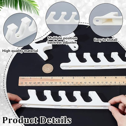 AHANDMAKER 4PCS White Chaise Lounge Bracket, Multi Position Furniture Chair Buckle, Adjustable Back Support Adjuster for Outdoor Patio Lounge