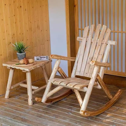DJL Outdoor Rocking Chairs Set of 2 Wooden Rocker Outside Patio Lawn Log Furniture Living Room Porch Comfy Beach Balcony, Heavy Duty, Lightly Toasted