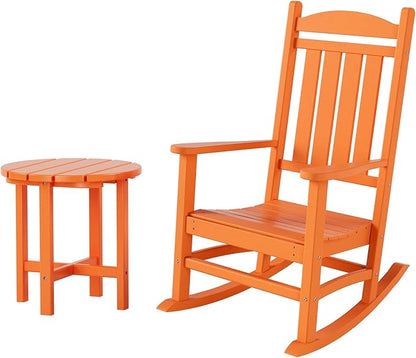 WestinTrends Malibu Malibu Outdoor Patio Porch Rocking Chair with Side Table Set, Orange