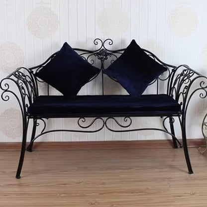 Metal Garden Bench, 52 in Outdoor Benches Weatherproof with Backrest and Armrests, 2 Seats Patio Benches for Front Porch, Patio, Park, Yard(Black)