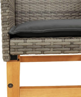 Patio Chairs with Cushions 2 pcs Gray Poly Rattan&Solid Wood Sillas para Patio Lawn Chairs for Dining Table Garden - Photo 9