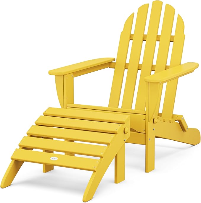 POLYWOOD PWS136-1-LE Classic 2-Piece Adirondack Set, Lemon