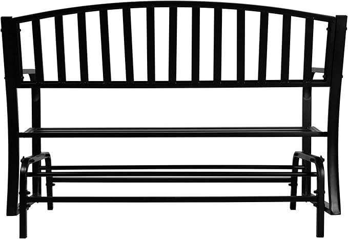 Sunnydaze 50-Inch 2-Person Glider Garden Bench - 615-Pound Weight Capacity - Black