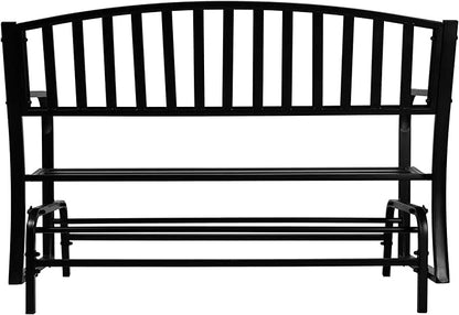 Sunnydaze 50-Inch 2-Person Glider Garden Bench - 615-Pound Weight Capacity - Black