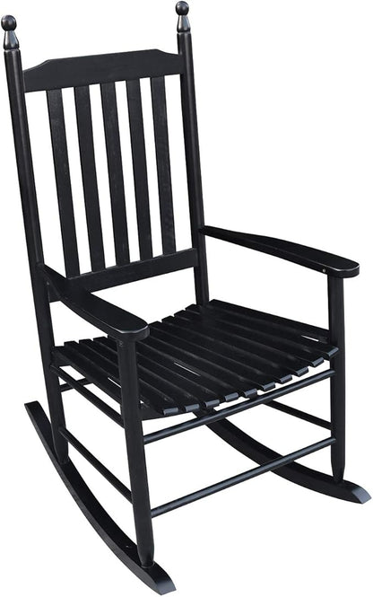 HomVent Wood Rocking Chair, 280 Lbs Heavy Duty Rocking Rocker Chair, Backyard and Patio Porch Rocker with Wide Seat and Armrest for Outdoor& Indoor Use, Cushion not Include (Black)