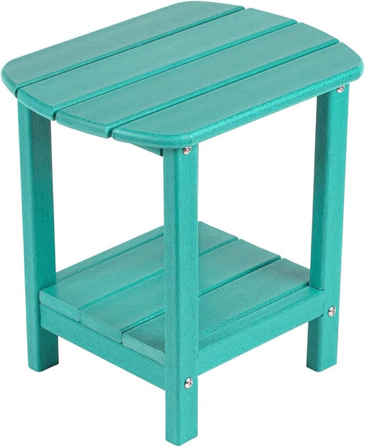 nalone Adirondack Side Table 16.5" Outdoor Side Table HDPE Plastic Double Adirondack End Table Small Table for Patio (Aruba)