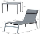 Domi 3 Pieces Adjustable Chaise Lounge Set Outdoor Patio Lounge Chair All Weather Five-Position Recliner Chair Set - Photo 8