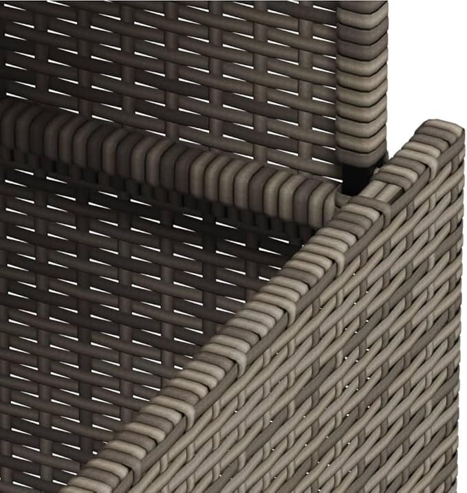 vidaXL Adjustable Garden Table Grey Poly Rattan with Solid Acacia Wood 39.4X21.7In Indoor Outdoor Dining Holds 6 People - Photo 8