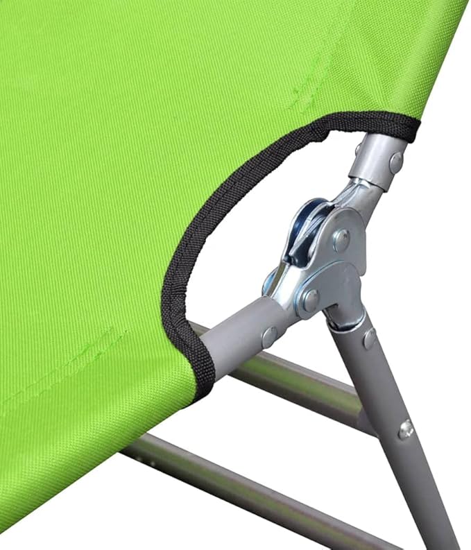 Folding Sun Lounger Green Adjustable Outdoor Chaise 74.4"x22.8"x10.6" Polyester Steel Frame Lightweight Beach Lounger - Photo 5