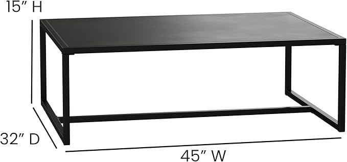 Merrick Lane Lakeland Metal Patio Coffee Table - Black - Indoor/Outdoor - Photo 2