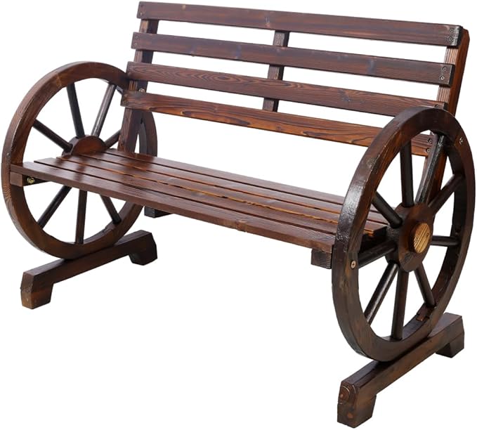 Outdoor Wood Rocking Bench Carbonized Double Rocking Chair for 2 Persons with Wide Curved Seat (style2)