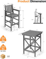 3-Piece Adirondack Chairs and Table Set, HDPE Patio Bar Sets, All Weather Outdoor Bar Stools Set - Photo 4