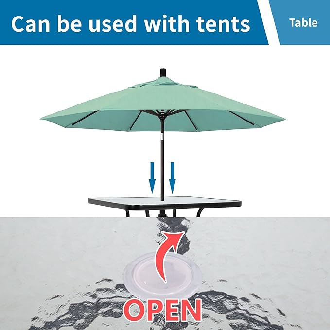 BSTOPHKL Outdoor Patio Table with Umbrella Hole, 32 inches Tempered Glass Top Square Patio Table,Conversation Coffee Table Metal Steel Frame All-Weather Furniture for Balcony, Backyard and Poolside
