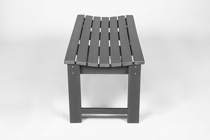 Backless HDPE Adirondack Bench with Wood Texture, Poly Lumber Seat for Patio, Backyard, Balcony, All Weather Resistant with UV Protection (Gray)