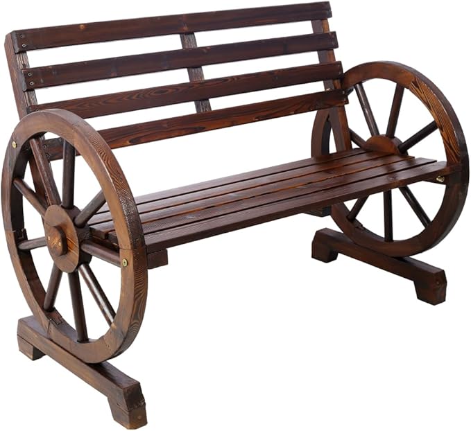 Outdoor Wood Rocking Bench Carbonized Double Rocking Chair for 2 Persons with Wide Curved Seat (style2)
