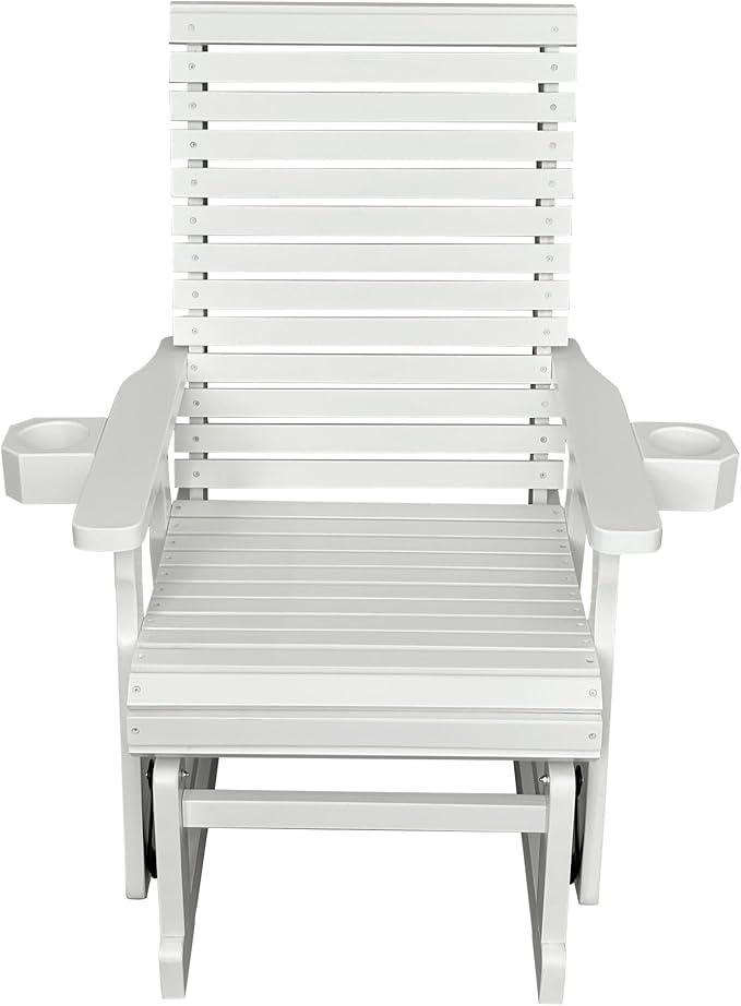 Fortune Candy Wooden Patio Glider for One Person, with High Backrest and Deep Contoured Seat, Solid Fir Wood - Photo 9