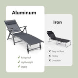 Tangkula Outdoor Aluminum Chaise Lounge Chair, Patio Folding Chaise with 8 Back and 2 Leg Adjustable Positions - Photo 7