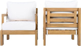Acacia Wood Patio Chairs Set of 2, Outdoor Accent Chairs with Armrest - Photo 4