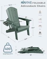 Adirondack Chair Set of 4, HDPE Folding Adirondack Chair with Multifunctional Cup Holder - Photo 2