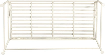Merax 41 Inch Outdoor Garden Bench, Iron Metal Frame Patio Park Bench with Curled Decorative Pattern Backrest, Outside Bench for Front Porch Path Yard Lawn Backyard for 2 Person Seat, White