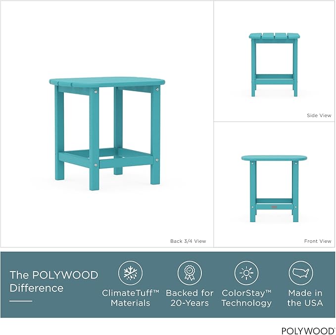 POLYWOOD SBT18AR South Beach 18" Outdoor Side Table, Aruba
