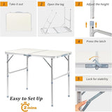 VINGLI 3FT Small Camping Folding Table Adjustable Height Aluminum Folding Table for Picnic Party BBQ - Photo 4