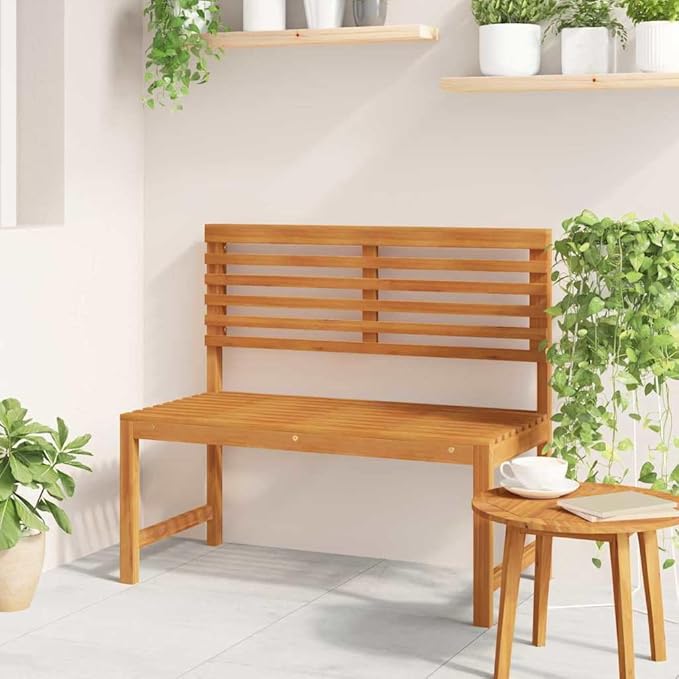 Garden Bench Brown 100 x 50 x 91cm Solid Acacia Wood,Sturdy Patio Bench with Modern Design for Outdoor Use