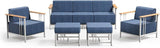 10-inch Thick Cushion Outdoor Furniture Set of 5, Patio Chair Set with Sofa,Wood Grain armrests, trapezoidal backrest - Photo 3