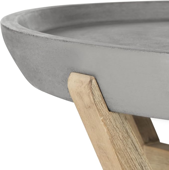 Safavieh Outdoor Collection Wynn Modern Concrete Round 18.1-inch Coffee Table