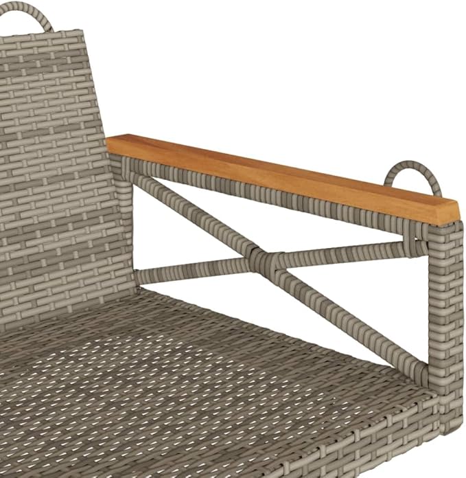 2-Seat Outdoor Swing Bench, Gray PE Rattan Patio Seating with Powder-Coated Steel Frame, 24.4 in x 42.9 in x 15.7 in, Weather-Resistant Loveseat for Garden, Balcony, Front Porch