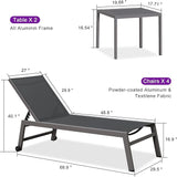 PURPLE LEAF 6-Piece Outdoor Chaise Lounge Oversized Pool Lounge Chairs with Easy-to-Move Wheels and Adjustable Backrest - Photo 8