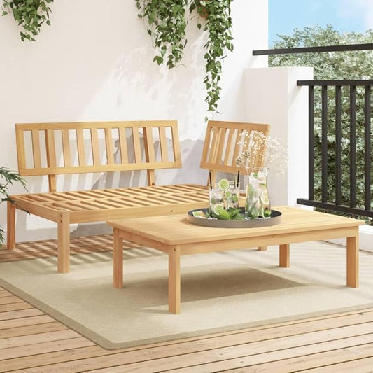 vidaXL Patio Pallet Sofa Set - 2 Pc Acacia Wood Outdoor Garden Table and Corner Sofa - Modular Furniture for Deck, Patio, Backyard