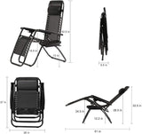 FDW Zero Gravity Chairs Set of 2 Black Lounge Patio Chairs Outdoor Yard Beach with Cup Holders, Black - Photo 3