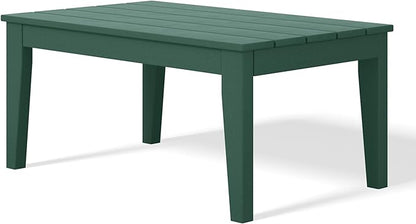 Costaelm Adirondack Outdoor Coffee Table, HDPE Drink Table Weather Resistant, Patio Porch Accent Balcony Table Outdoor End Table for Pool, Seaside, Backyard, Dark Green