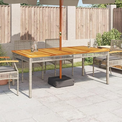 Large Rectangular Outdoor Dining Table for 6 People, Weather-Resistant Patio Garden Table with Synthetic Poly Rattan and Powder-Coated Frame, Grey and Brown