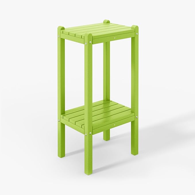 WestinTrends Malibu 36" Outdoor Adirondack HDPE 2-Tier Patio Side Table, Lime