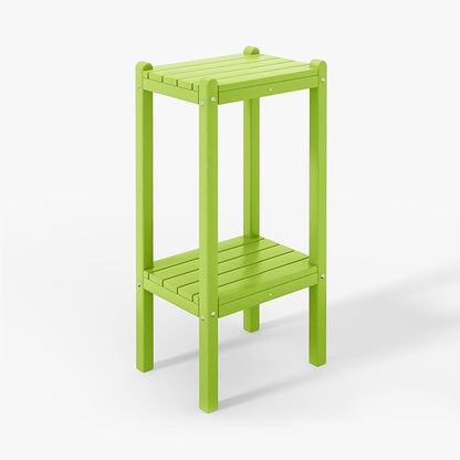 WestinTrends Malibu 36" Outdoor Adirondack HDPE 2-Tier Patio Side Table, Lime