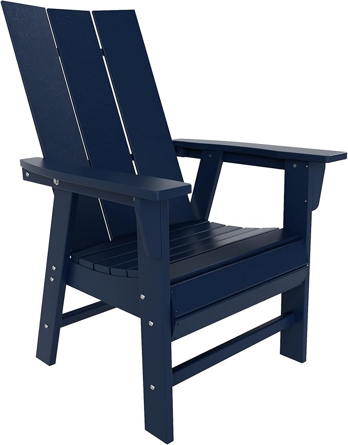 WO WESTIN OUTDOOR HDPE Shoreside Modern Curveback Adirondack Dining Chair,Navy Blue