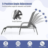 Tangkula Outdoor Lounge Chairs Set of 2, Patio Chaise Lounge with Adjustable Backrest - Photo 5