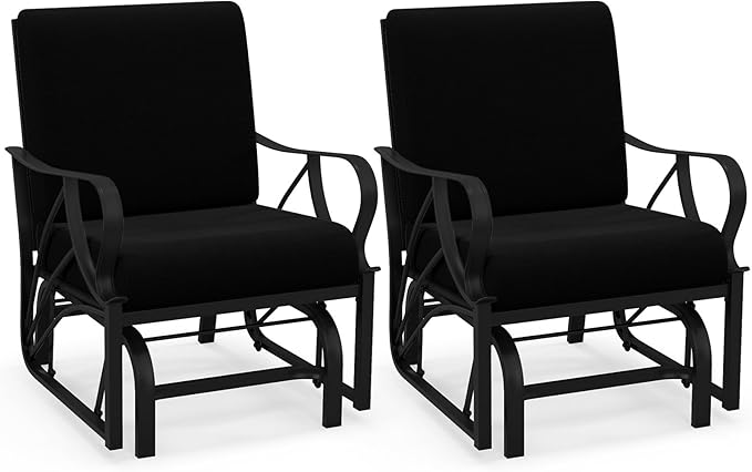 Giantex 2-Pack Outdoor Glider, Patio Rocking Chair with Thick Cushion, Sturdy Metal Frame, Curved Armrest - Photo 1