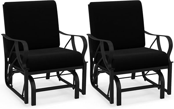 Giantex 2-Pack Outdoor Glider, Patio Rocking Chair with Thick Cushion, Sturdy Metal Frame, Curved Armrest - Photo 1